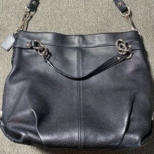 Black leather coach purse